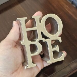 HOPE Chrome Metal Pop Art Paperweight Sculpture Vtg 70s MCM Steel